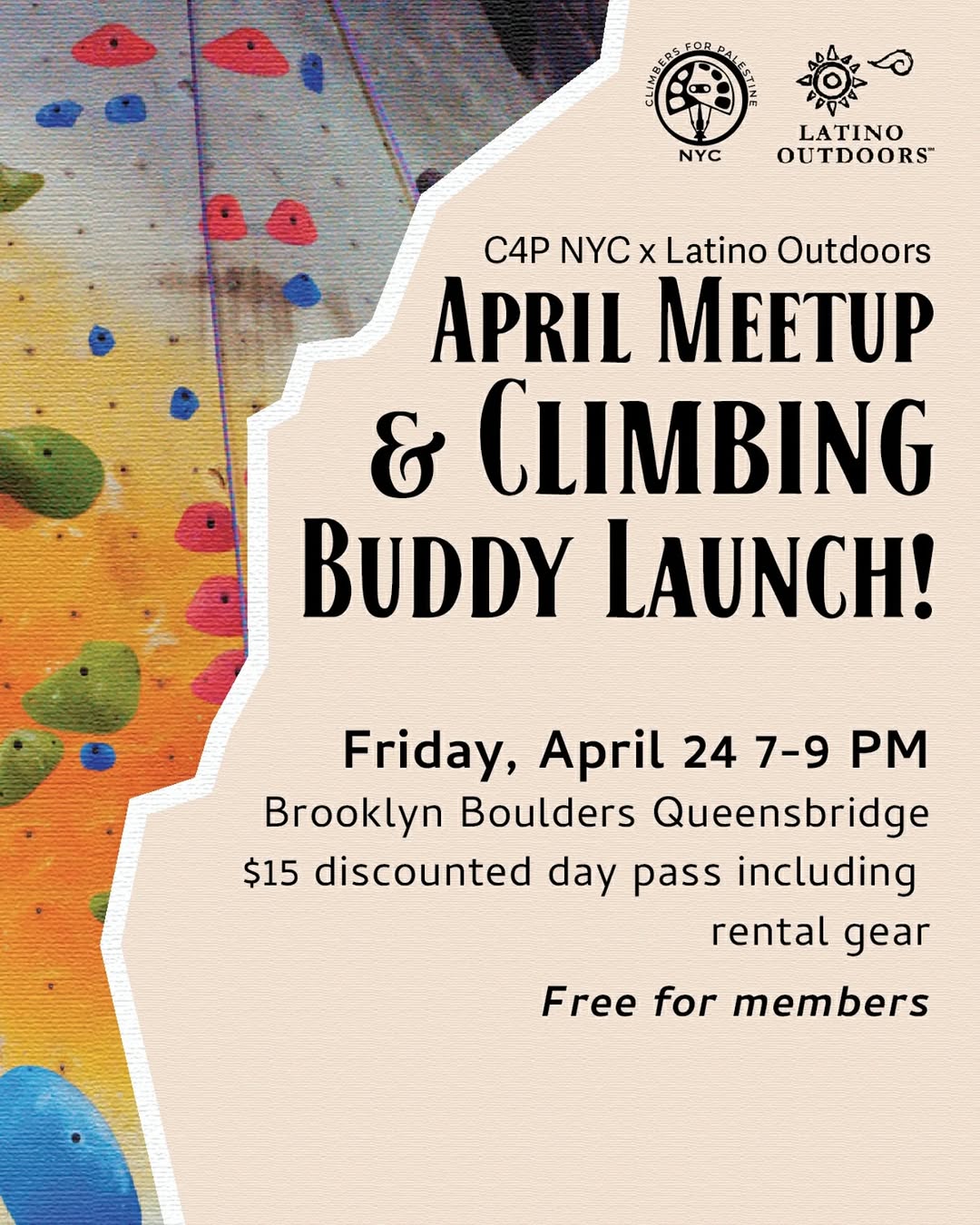 Monthly Climb with Latino Outdoors NYC at Brooklyn Boulders Queensbridge