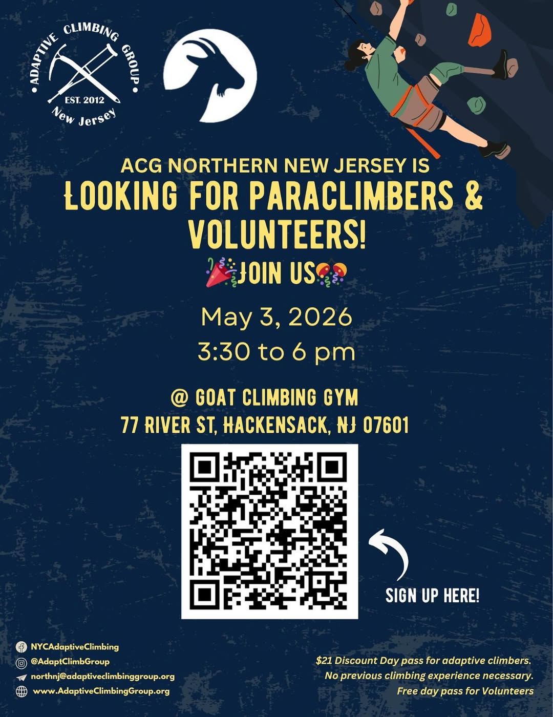 ACG Northern New Jersey Climbing Session at GOAT Climbing